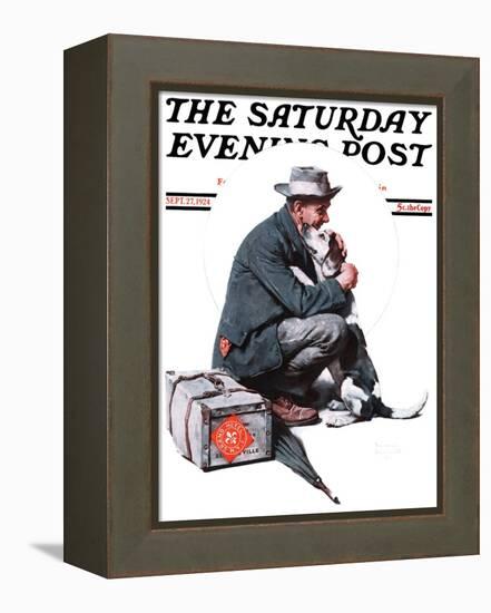 "Man and Dog" or "Pals" Saturday Evening Post Cover, September 27,1924-Norman Rockwell-Framed Premier Image Canvas