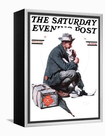 "Man and Dog" or "Pals" Saturday Evening Post Cover, September 27,1924-Norman Rockwell-Framed Premier Image Canvas