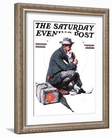 "Man and Dog" or "Pals" Saturday Evening Post Cover, September 27,1924-Norman Rockwell-Framed Giclee Print