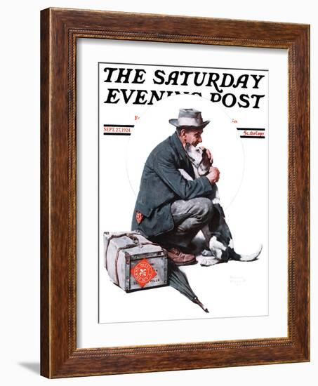 "Man and Dog" or "Pals" Saturday Evening Post Cover, September 27,1924-Norman Rockwell-Framed Giclee Print