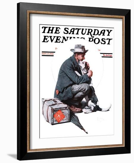 "Man and Dog" or "Pals" Saturday Evening Post Cover, September 27,1924-Norman Rockwell-Framed Giclee Print