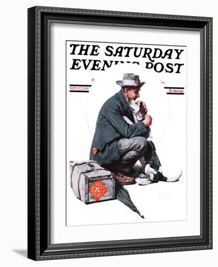 "Man and Dog" or "Pals" Saturday Evening Post Cover, September 27,1924-Norman Rockwell-Framed Giclee Print