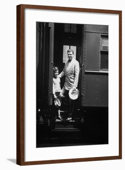 Man and Son on Train-null-Framed Photo