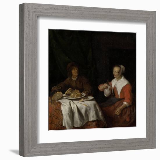 Man and Woman at a Meal-Gabriel Metsu-Framed Art Print