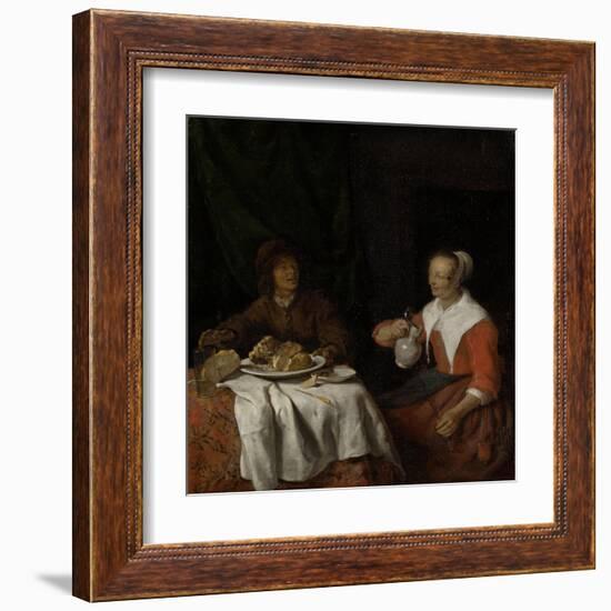 Man and Woman at a Meal-Gabriel Metsu-Framed Art Print