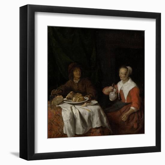 Man and Woman at a Meal-Gabriel Metsu-Framed Art Print