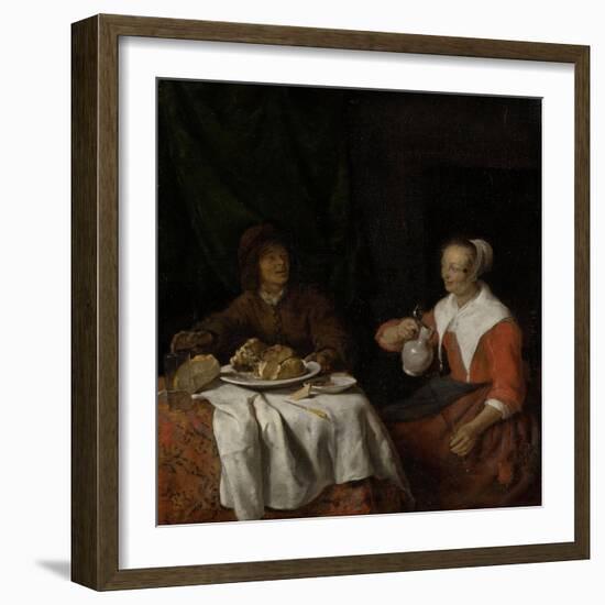 Man and Woman at a Meal-Gabriel Metsu-Framed Art Print