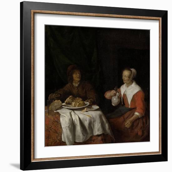 Man and Woman at a Meal-Gabriel Metsu-Framed Art Print