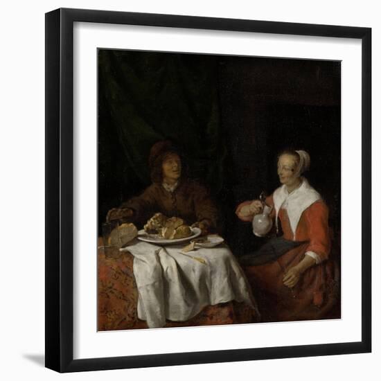 Man and Woman at a Meal-Gabriel Metsu-Framed Art Print