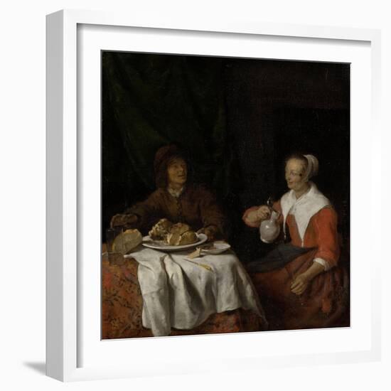 Man and Woman at a Meal-Gabriel Metsu-Framed Art Print