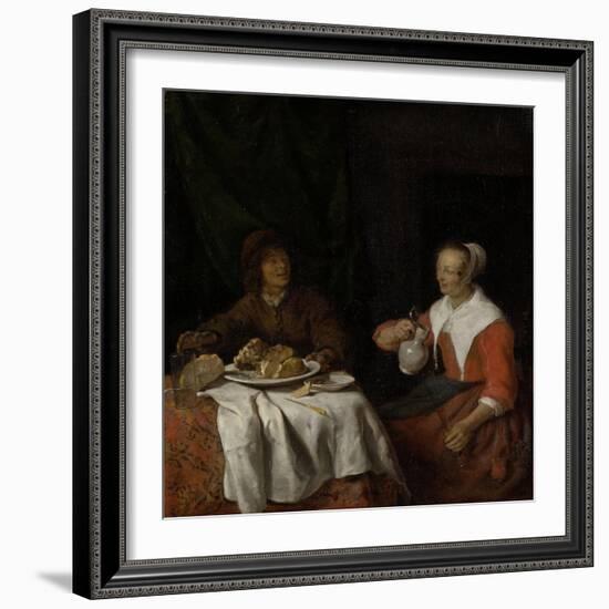 Man and Woman at a Meal-Gabriel Metsu-Framed Art Print