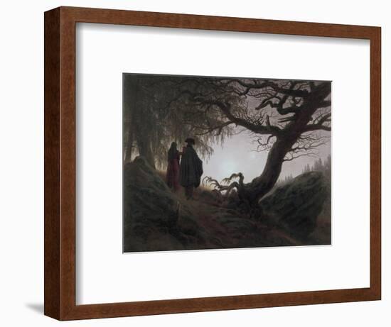 Man and Woman Contemplating the Moon-Caspar David Friedrich-Framed Premium Giclee Print