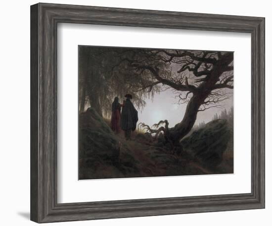 Man and Woman Contemplating the Moon-Caspar David Friedrich-Framed Premium Giclee Print