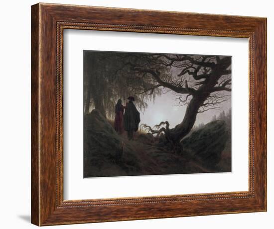 Man and Woman Contemplating the Moon-Caspar David Friedrich-Framed Premium Giclee Print