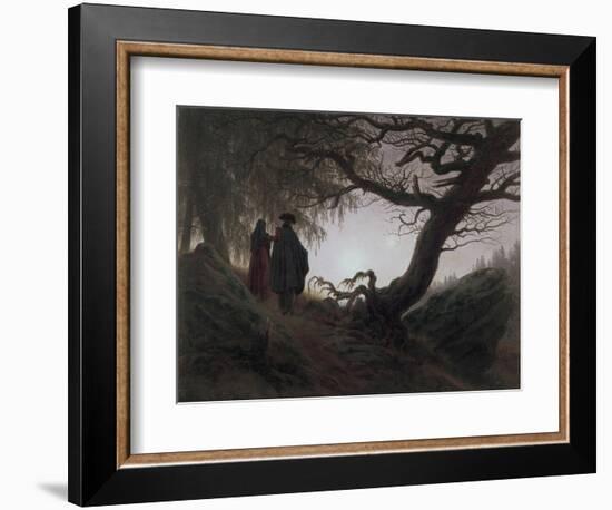 Man and Woman Contemplating the Moon-Caspar David Friedrich-Framed Premium Giclee Print