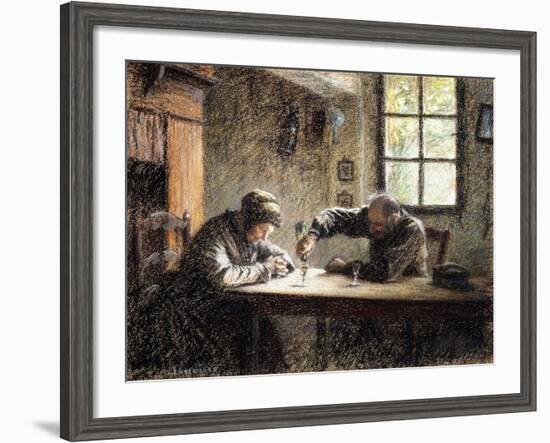 Man and Woman Drinking Eau De Vie-Léon Augustin L'hermitte-Framed Giclee Print