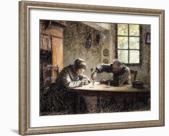 Man and Woman Drinking Eau De Vie-Léon Augustin L'hermitte-Framed Giclee Print