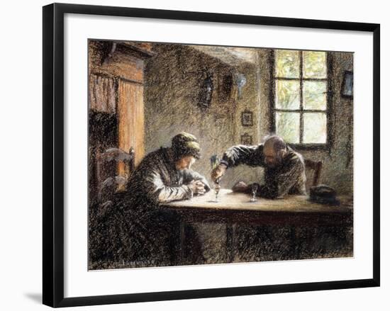 Man and Woman Drinking Eau De Vie-Léon Augustin L'hermitte-Framed Giclee Print