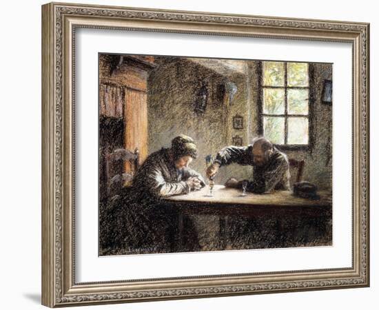 Man and Woman Drinking Eau De Vie-Léon Augustin L'hermitte-Framed Giclee Print