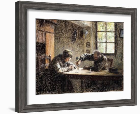 Man and Woman Drinking Eau De Vie-Léon Augustin L'hermitte-Framed Giclee Print