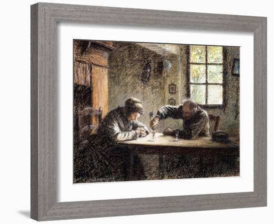 Man and Woman Drinking Eau De Vie-Léon Augustin L'hermitte-Framed Giclee Print