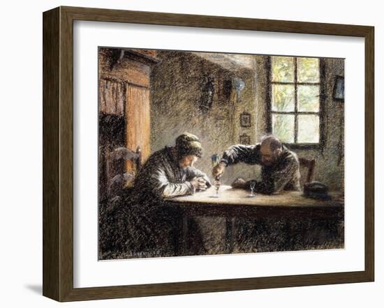 Man and Woman Drinking Eau De Vie-Léon Augustin L'hermitte-Framed Giclee Print
