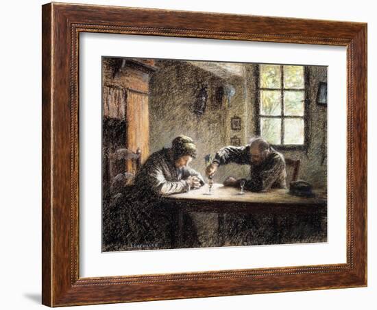 Man and Woman Drinking Eau De Vie-Léon Augustin L'hermitte-Framed Giclee Print