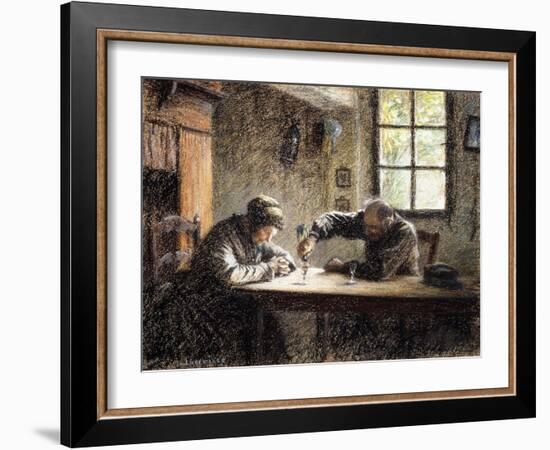 Man and Woman Drinking Eau De Vie-Léon Augustin L'hermitte-Framed Giclee Print