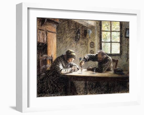 Man and Woman Drinking Eau De Vie-Léon Augustin L'hermitte-Framed Giclee Print