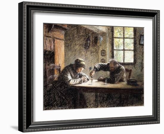 Man and Woman Drinking Eau De Vie-Léon Augustin L'hermitte-Framed Giclee Print