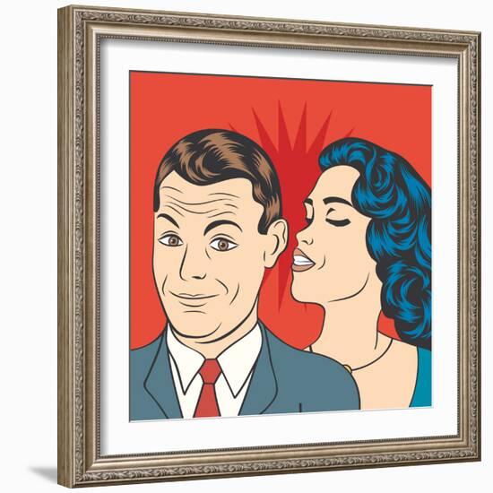 Man and Woman Love Couple in Pop Art Comic Style-Eva Andreea-Framed Art Print