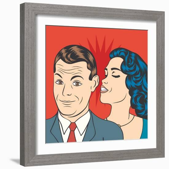 Man and Woman Love Couple in Pop Art Comic Style-Eva Andreea-Framed Art Print