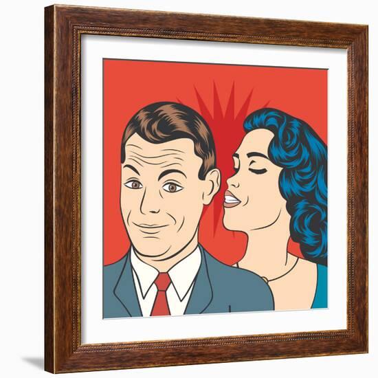 Man and Woman Love Couple in Pop Art Comic Style-Eva Andreea-Framed Art Print