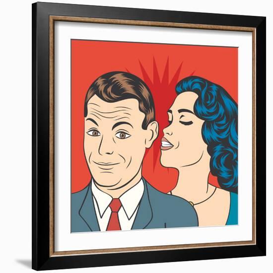 Man and Woman Love Couple in Pop Art Comic Style-Eva Andreea-Framed Art Print