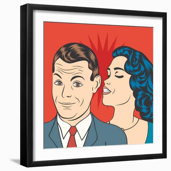 Man and Woman Love Couple in Pop Art Comic Style-Eva Andreea-Framed Art Print