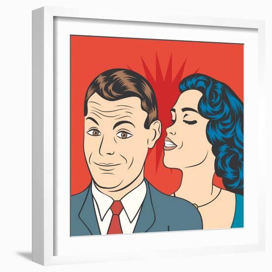 Man and Woman Love Couple in Pop Art Comic Style-Eva Andreea-Framed Art Print