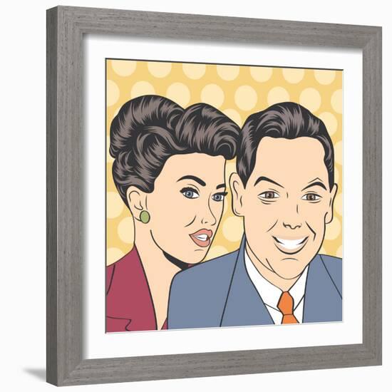 Man and Woman Love Couple in Pop Art Comic Style-Eva Andreea-Framed Art Print