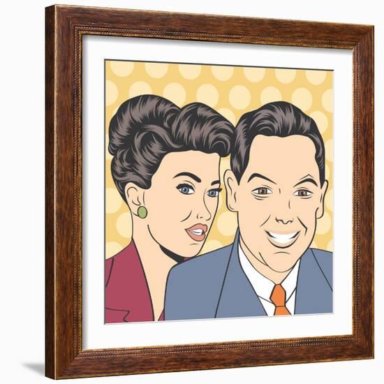 Man and Woman Love Couple in Pop Art Comic Style-Eva Andreea-Framed Art Print