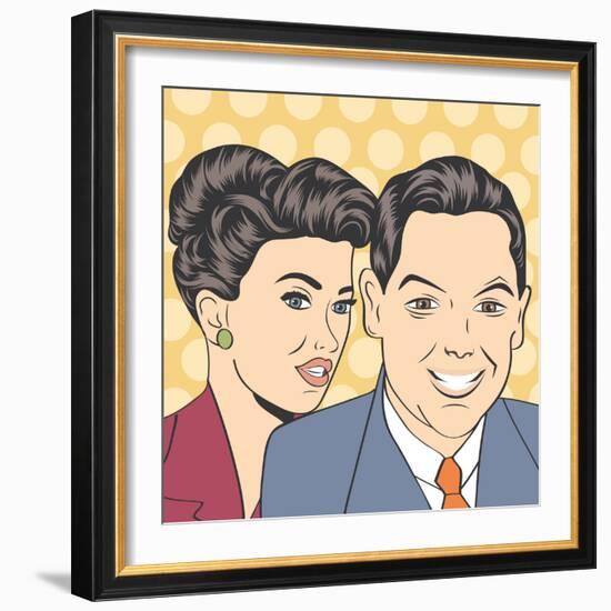 Man and Woman Love Couple in Pop Art Comic Style-Eva Andreea-Framed Art Print