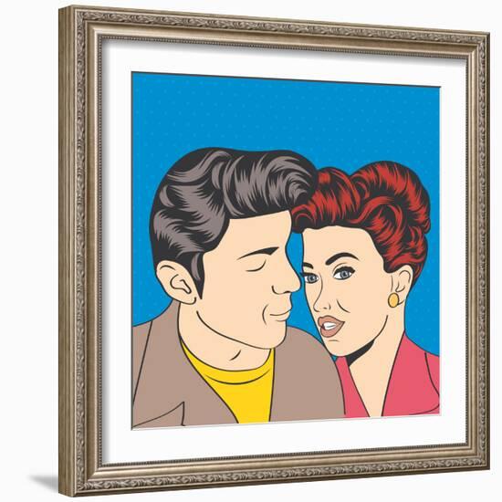 Man and Woman Love Couple in Pop Art Comic Style-Eva Andreea-Framed Art Print