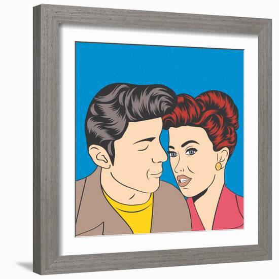 Man and Woman Love Couple in Pop Art Comic Style-Eva Andreea-Framed Art Print