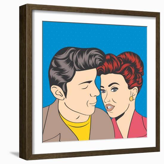 Man and Woman Love Couple in Pop Art Comic Style-Eva Andreea-Framed Art Print