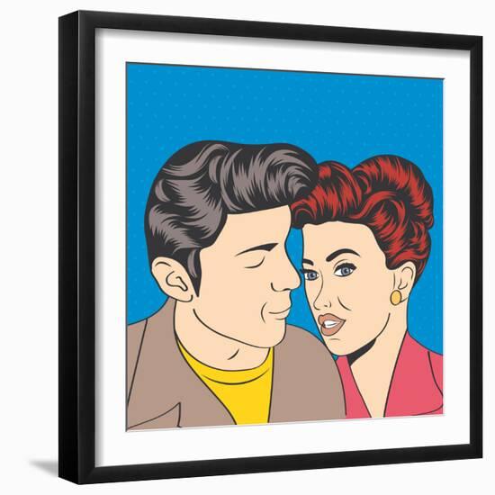 Man and Woman Love Couple in Pop Art Comic Style-Eva Andreea-Framed Art Print