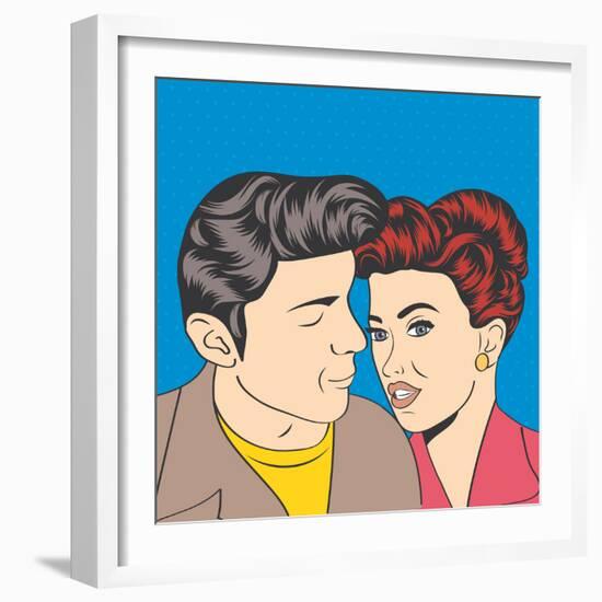 Man and Woman Love Couple in Pop Art Comic Style-Eva Andreea-Framed Art Print