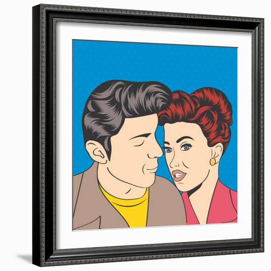 Man and Woman Love Couple in Pop Art Comic Style-Eva Andreea-Framed Art Print