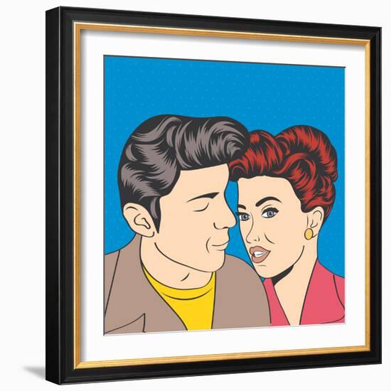 Man and Woman Love Couple in Pop Art Comic Style-Eva Andreea-Framed Art Print