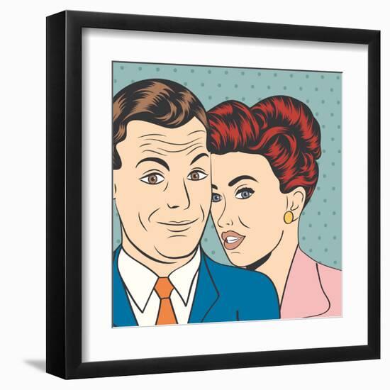 Man and Woman Love Couple in Pop Art Comic Style-Eva Andreea-Framed Art Print