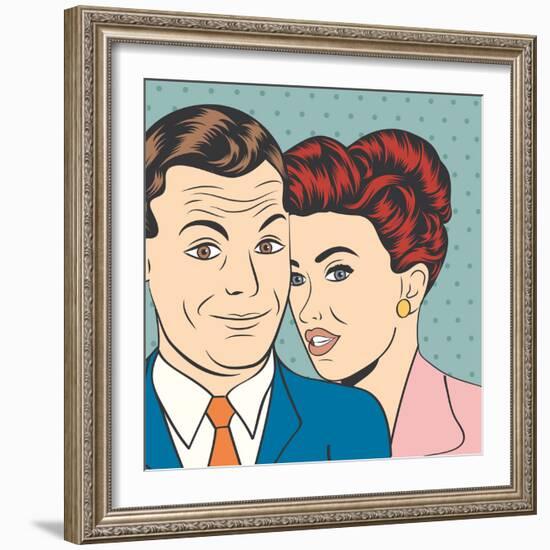 Man and Woman Love Couple in Pop Art Comic Style-Eva Andreea-Framed Art Print