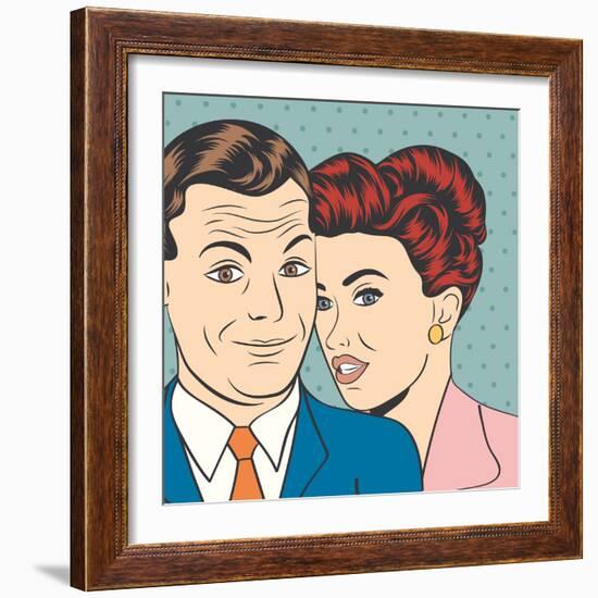 Man and Woman Love Couple in Pop Art Comic Style-Eva Andreea-Framed Art Print