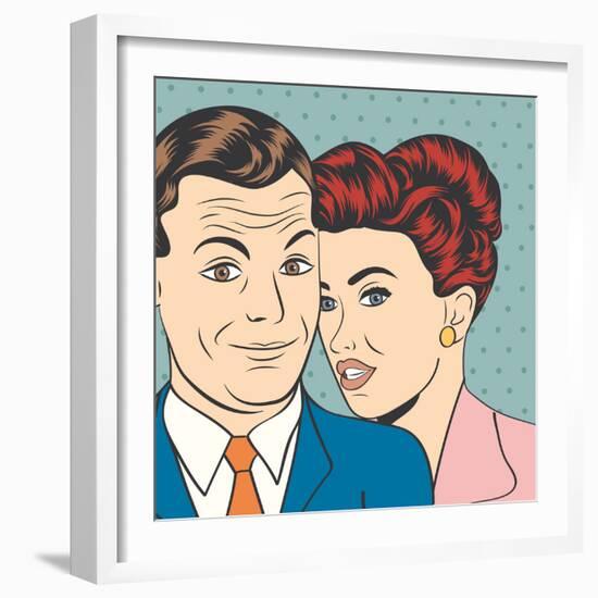 Man and Woman Love Couple in Pop Art Comic Style-Eva Andreea-Framed Art Print